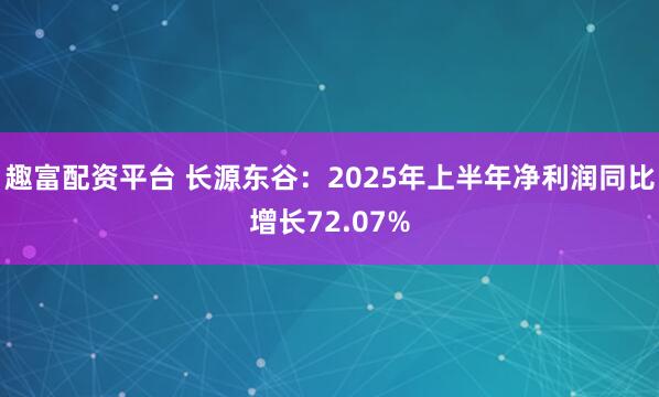 趣富配资平台 长源东谷：2025年上半年净利润同比增长72.07%